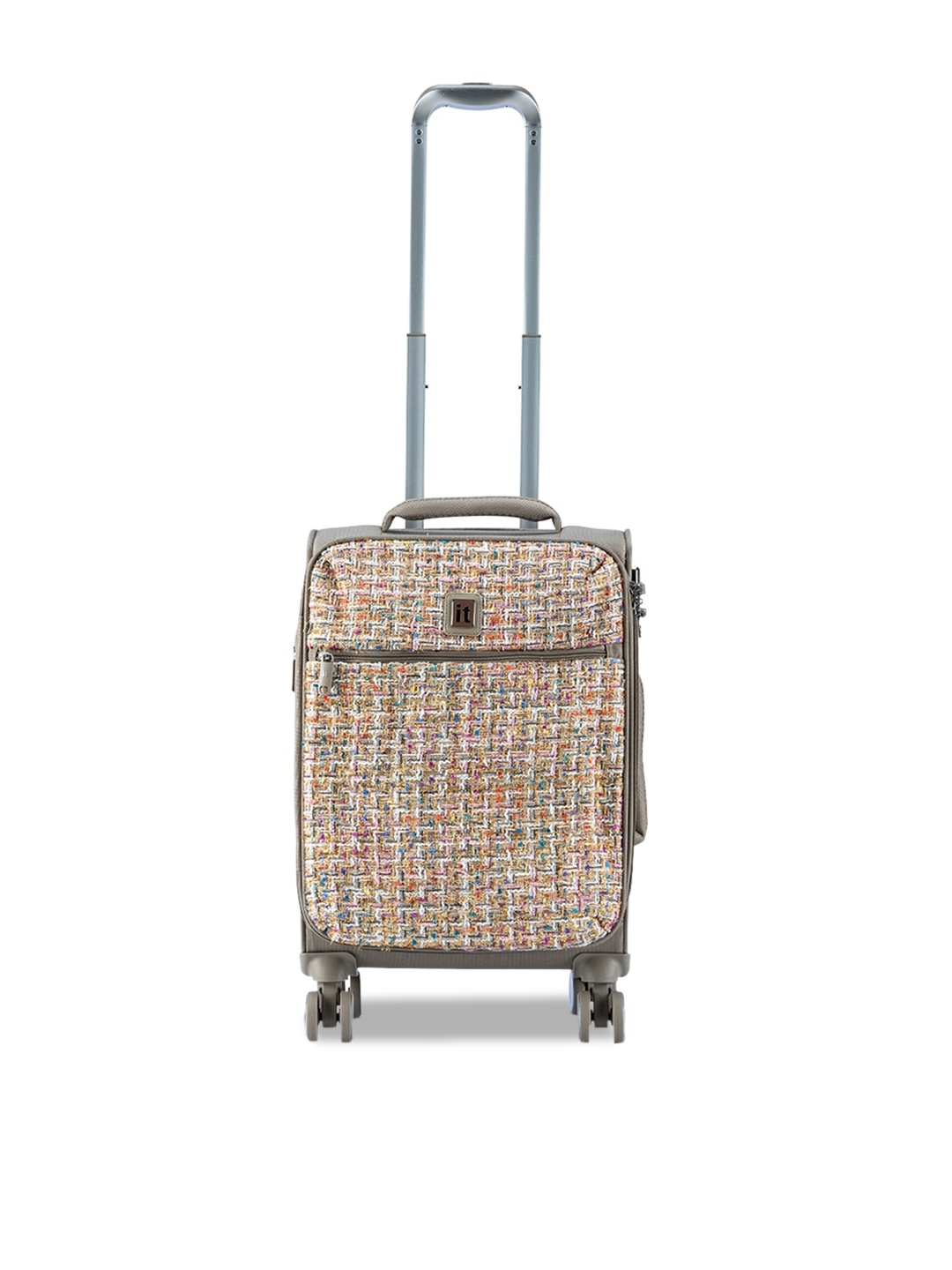 

IT luggage Grey & Pink Printed Soft Sided Cabin Trolley Suitcase