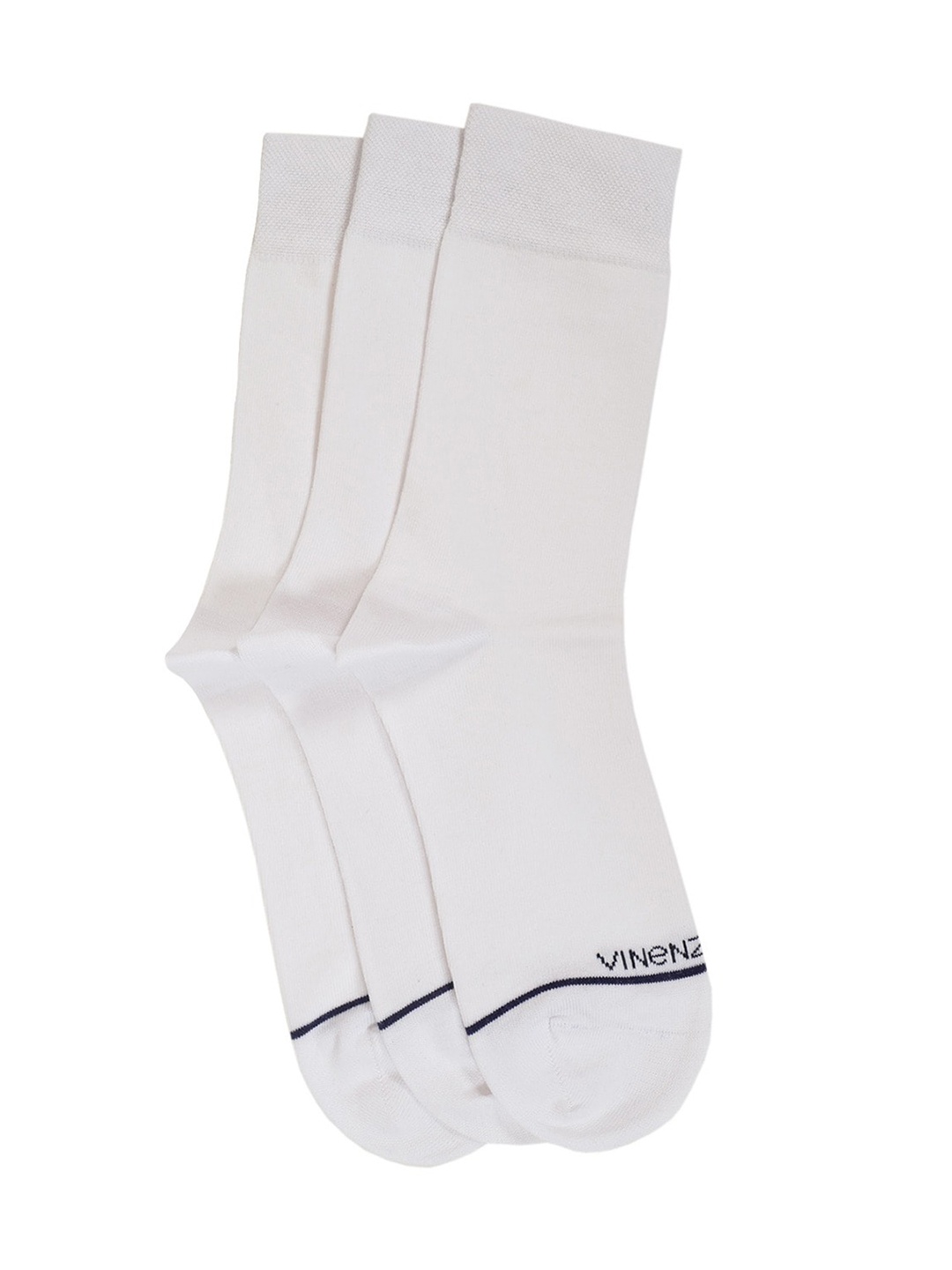 

VINENZIA Men Pack Of 3 White & Blue Calf-Length Socks