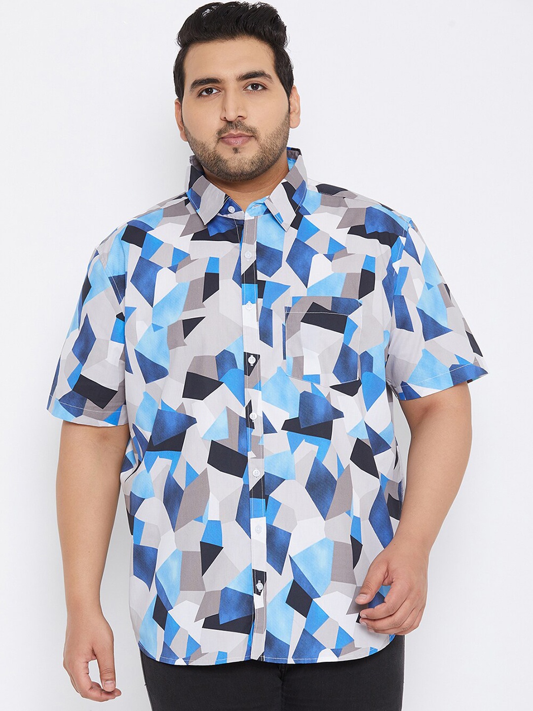 

Instafab Plus Men Blue Printed Casual Shirt