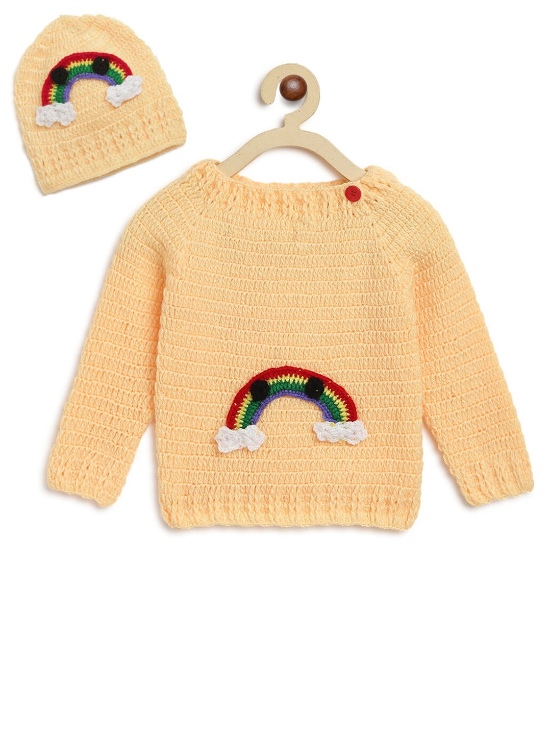 

CHUTPUT Unisex Kids Yellow & Multicoloured Ribbed Sweater Vest