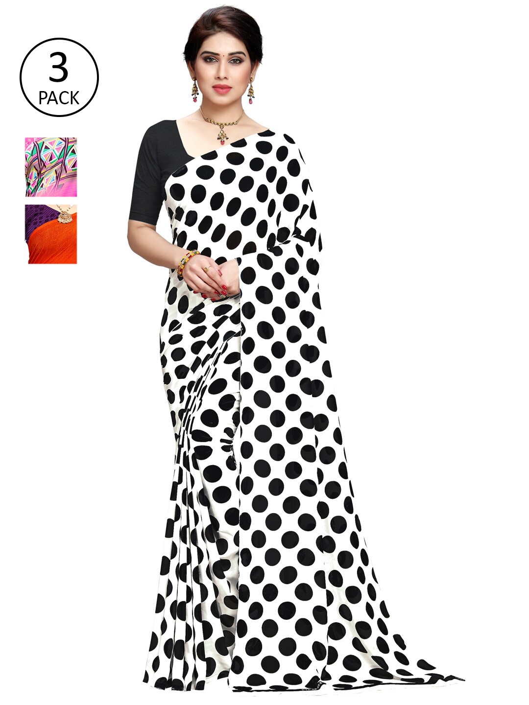 

KALINI Multi Pack of 3 Printed Saree