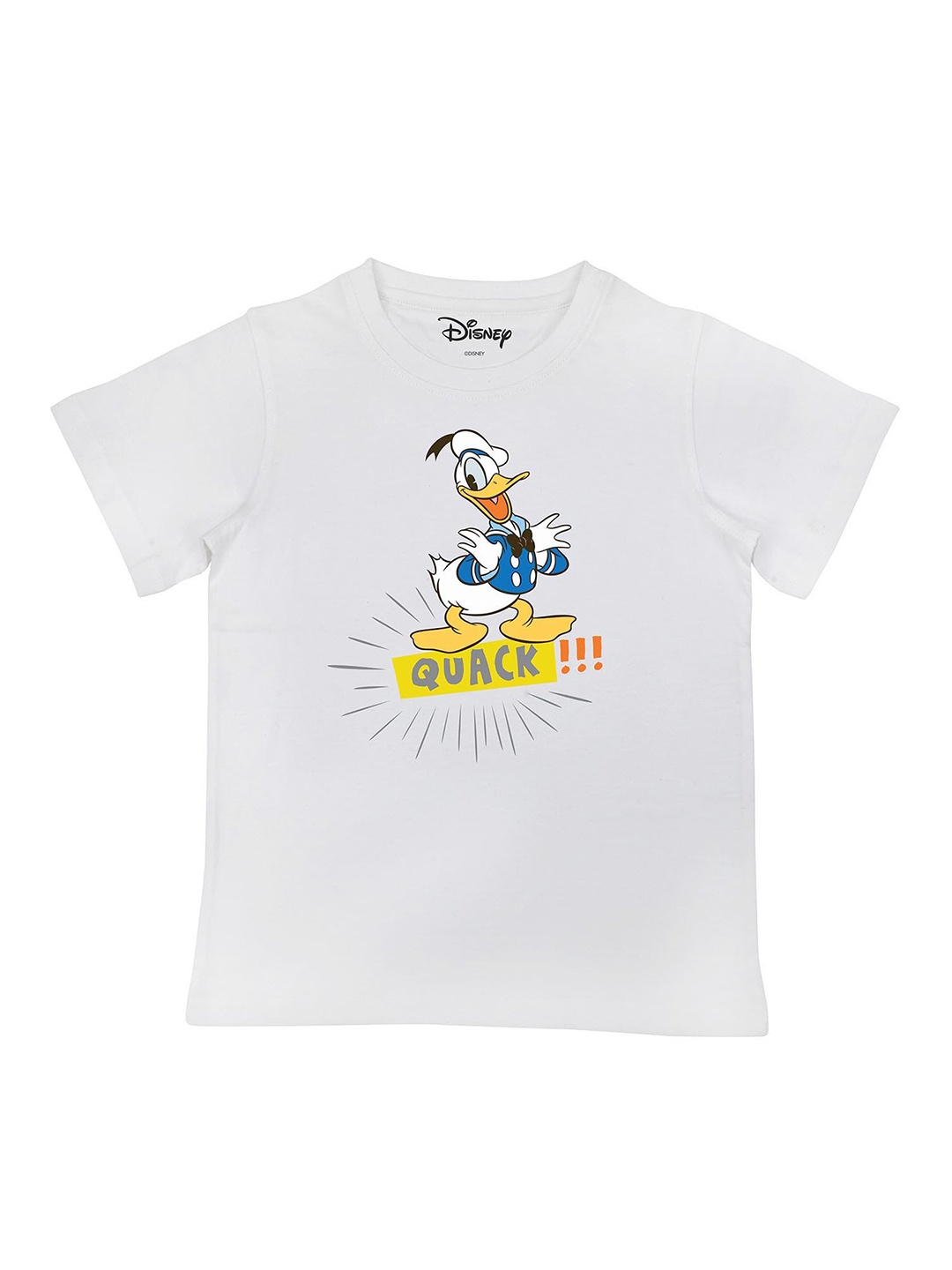 

Disney by Wear Your Mind Boys White & Yellow Donald Duck Printed T-shirt
