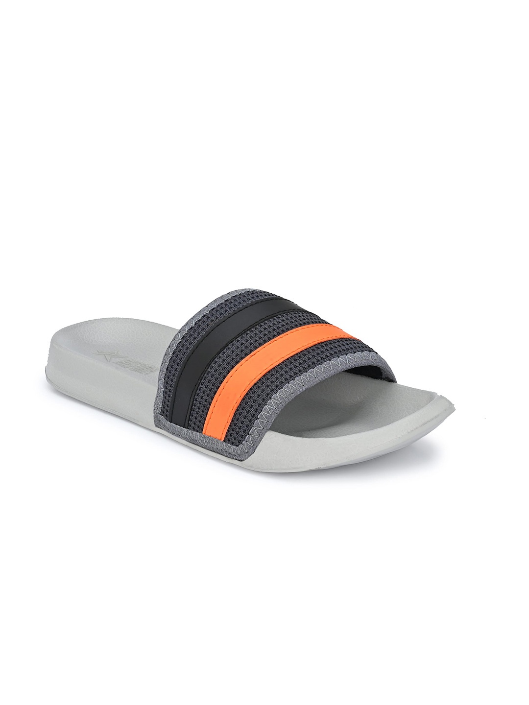 

REFOAM Men Grey & Orange Colourblocked Rubber Sliders