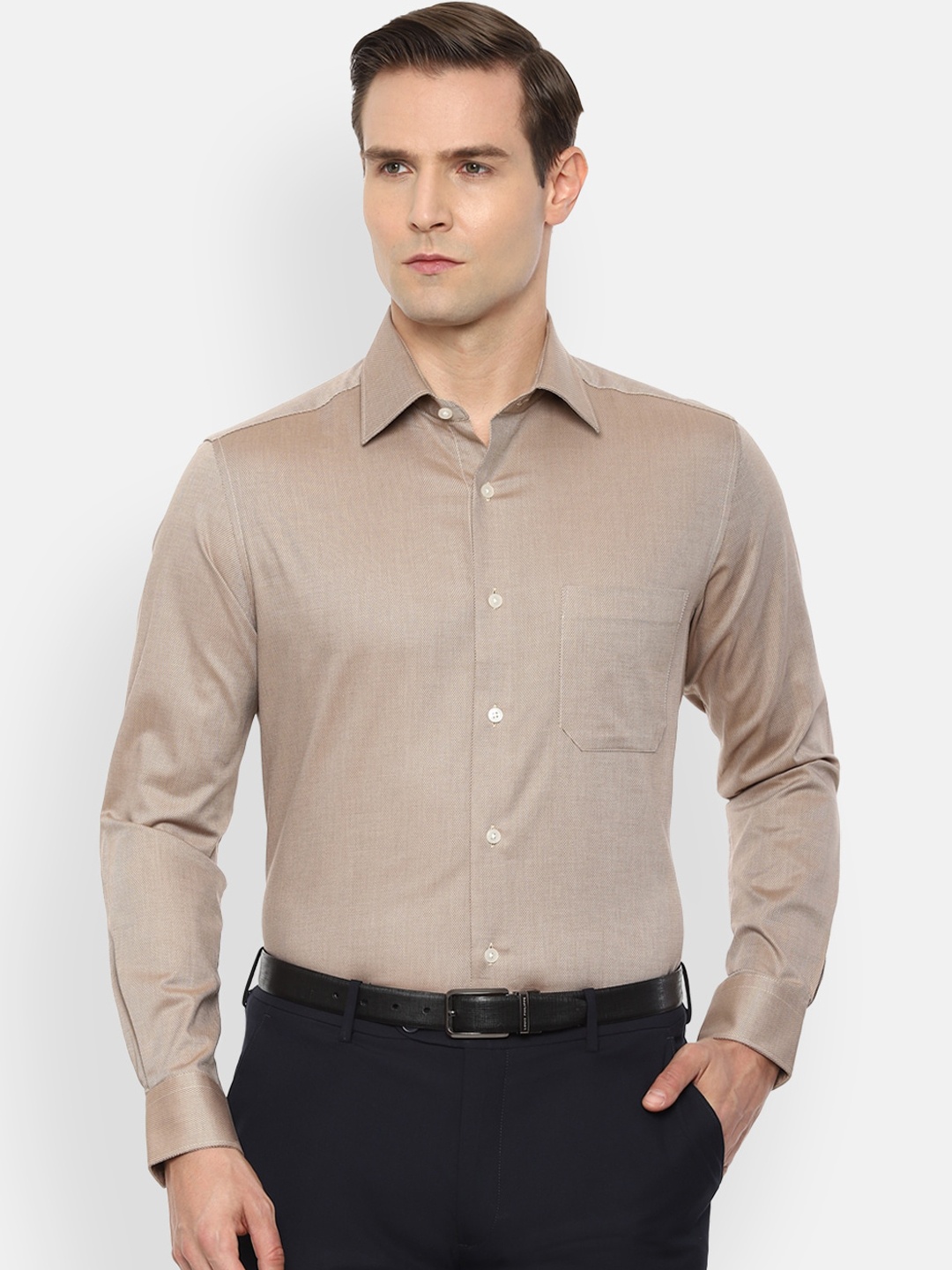 

Louis Philippe Men Beige Casual Shirt