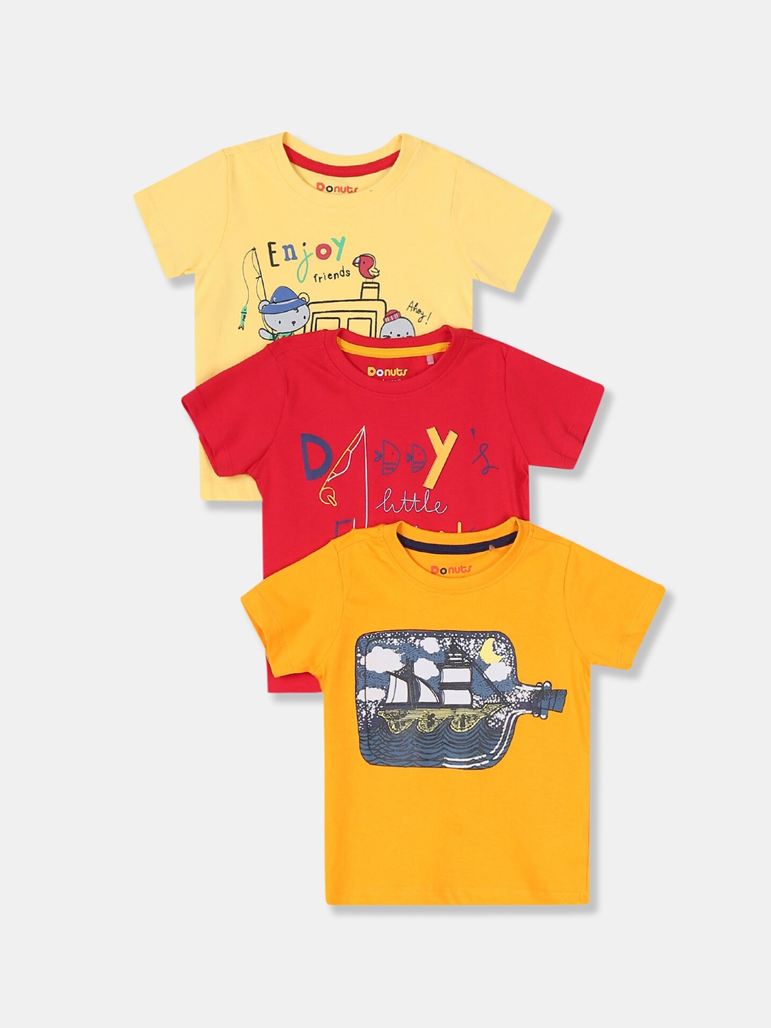 

Donuts Boys Pack of 3 Graphic Printed T-shirt, Multi