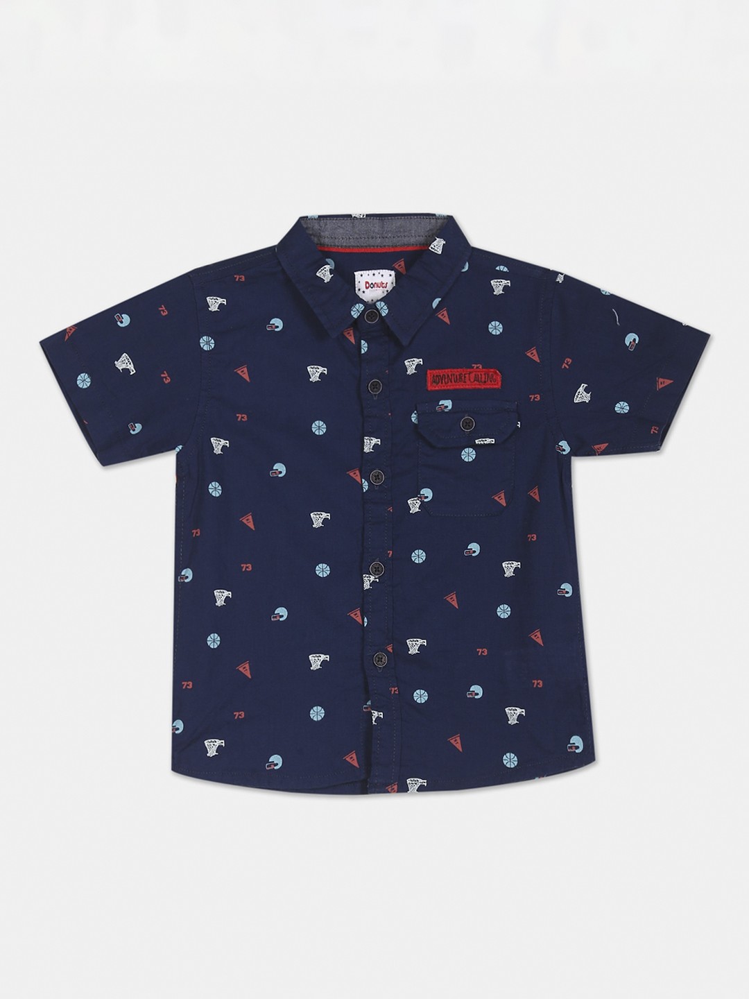 

Donuts Boys Blue Printed Casual Shirt