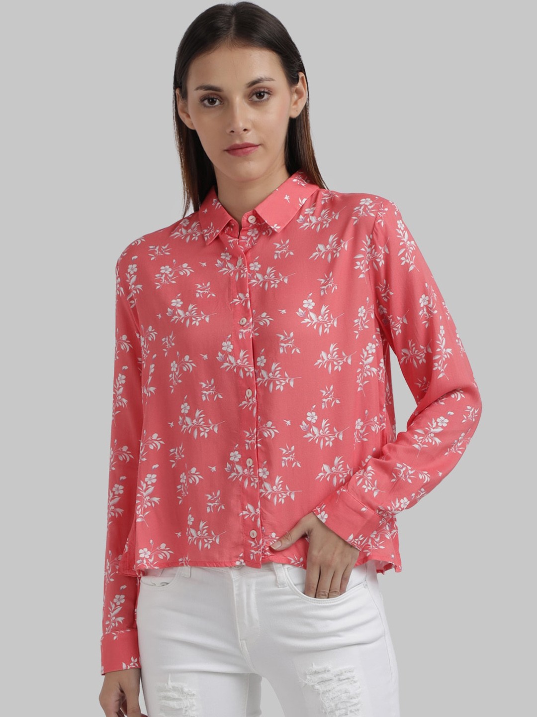 

Parx Women Pink Regular Fit Printed Casual Shirt