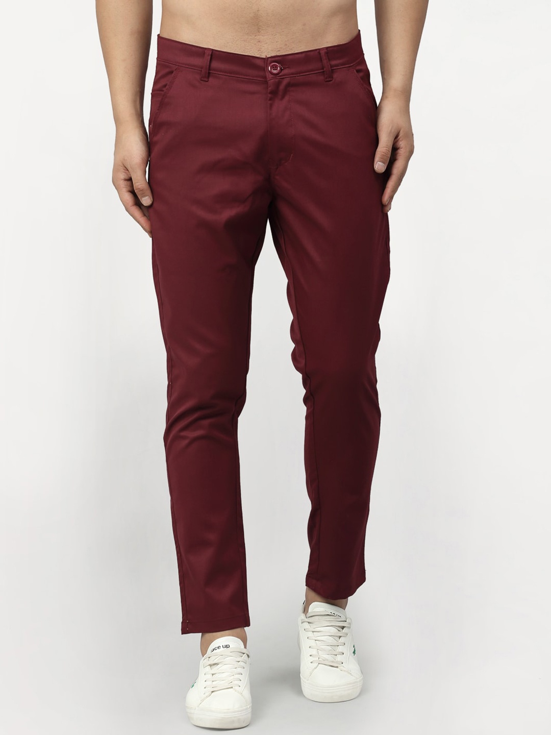 

JAINISH Men Maroon Tapered Fit Chinos Trousers