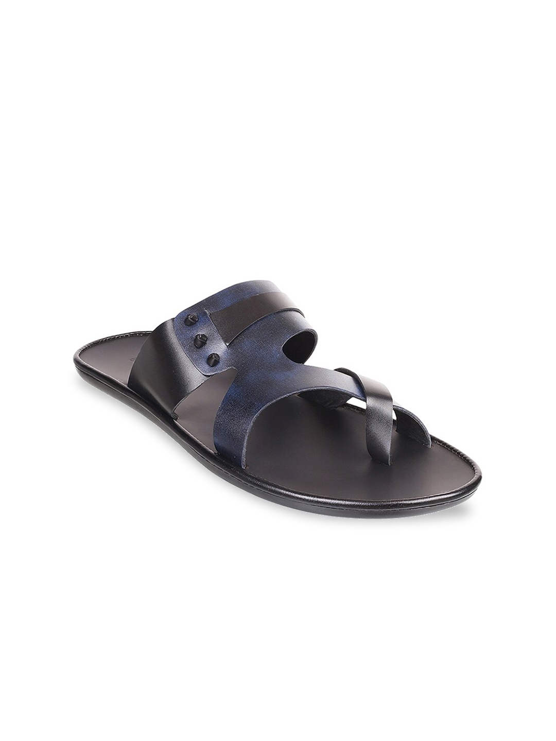 

Mochi Men Blue & Black Leather Comfort Sandals