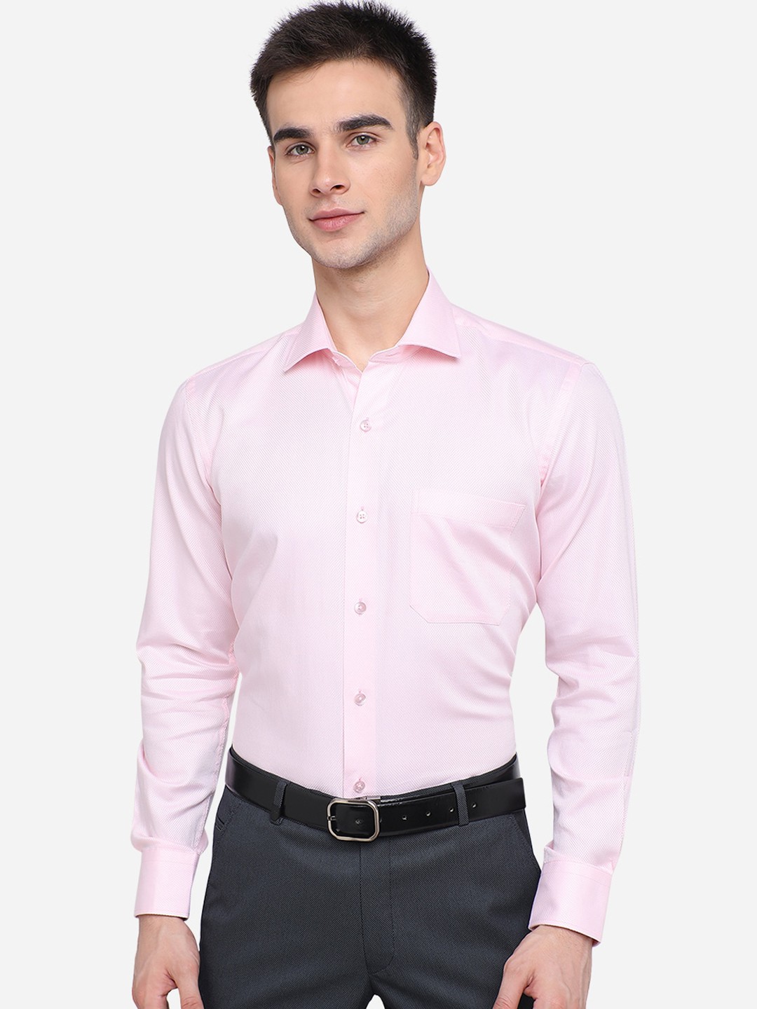 

METAL Men Pink Slim Fit Solid Casual Shirt