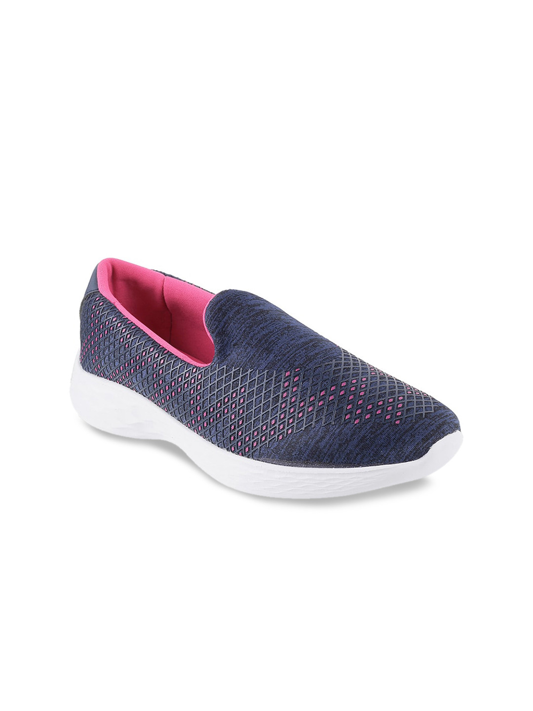 

Metro Women Blue Woven Design Slip-On Sneakers