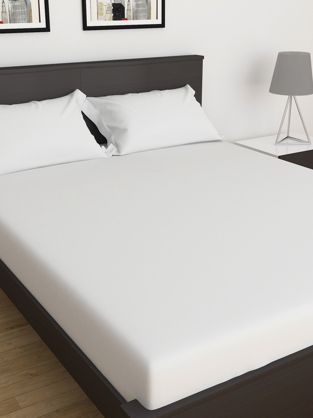 

Home Centre White 150 TC 3 King Bedsheet with Pillow Covers