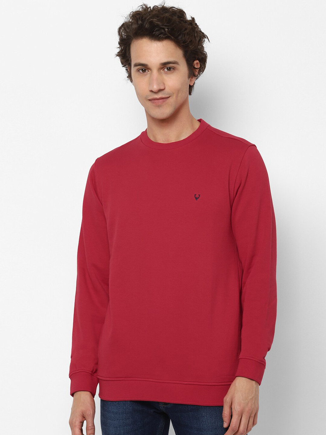 

Allen Solly Men Maroon Solid Sweatshirt