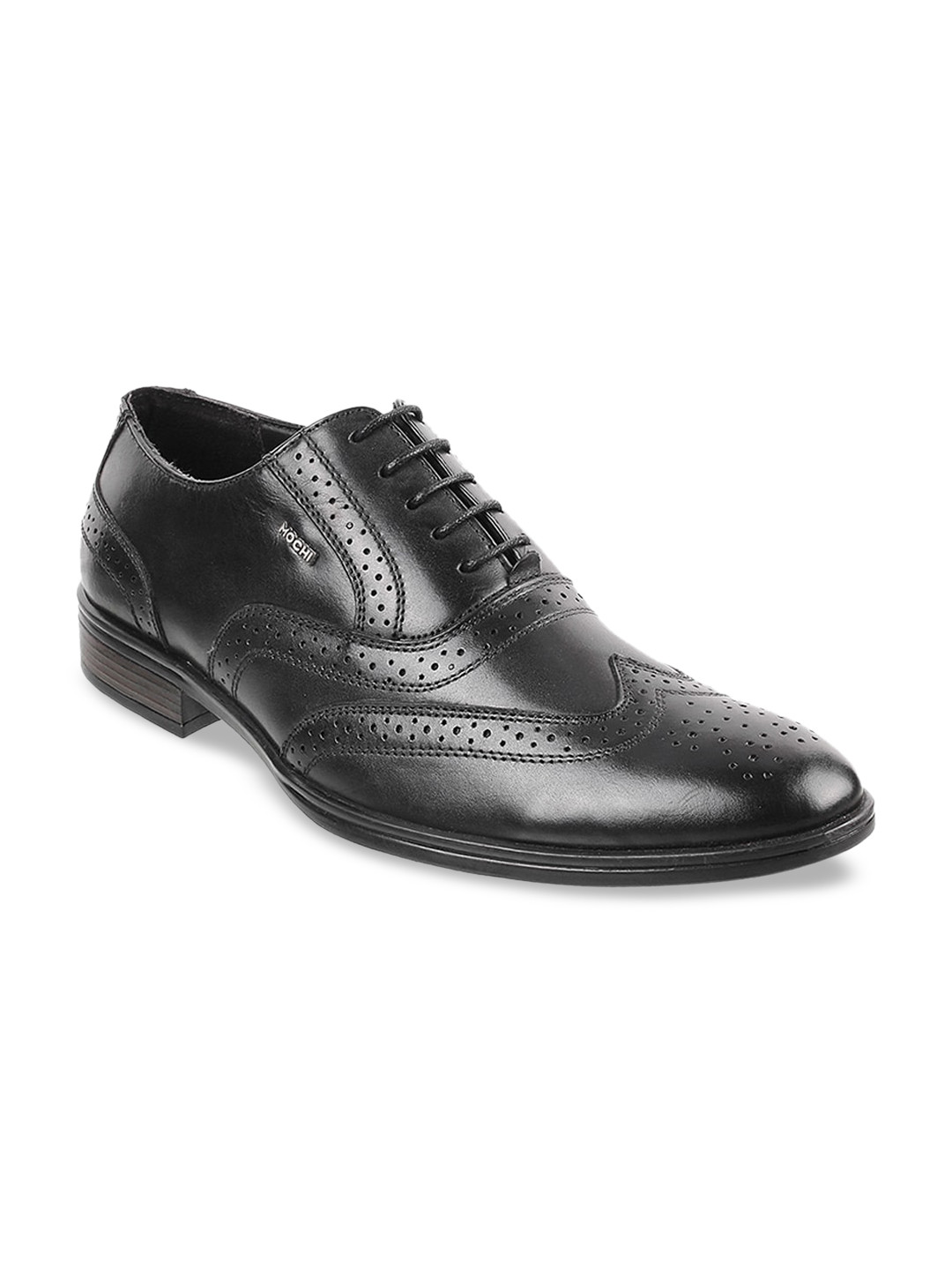 

Mochi Men Black Solid Leather Formal Brogues