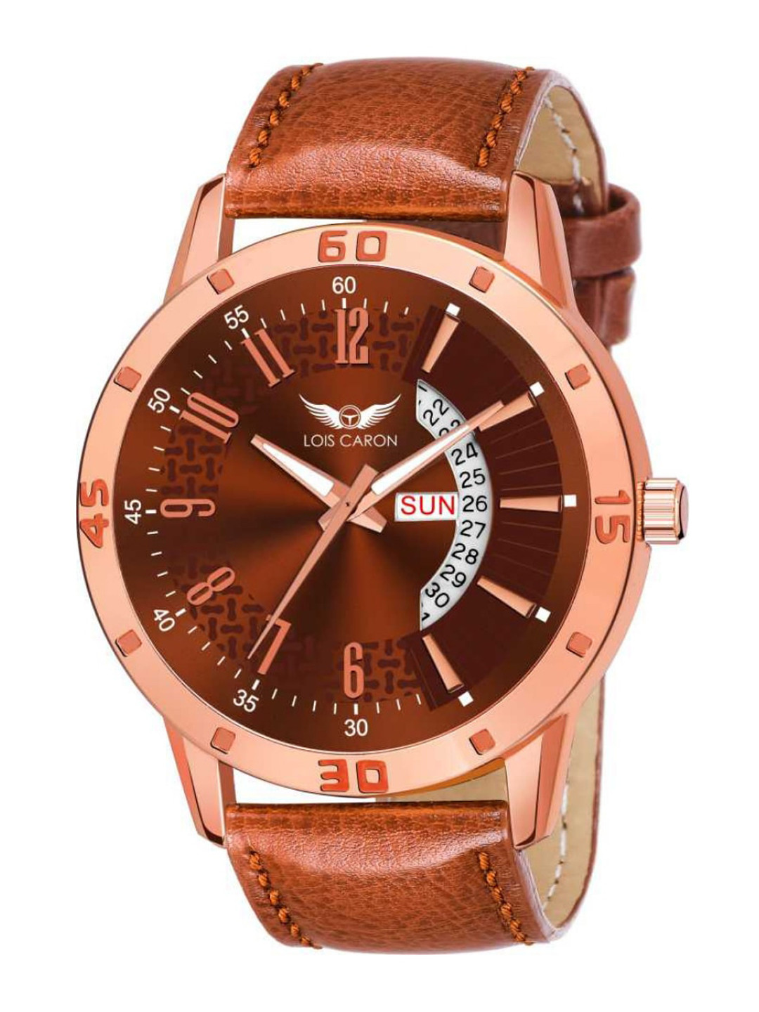 

LOIS CARON Men Brown Dial & Brown Leather Straps Analogue Watch MLC-8244