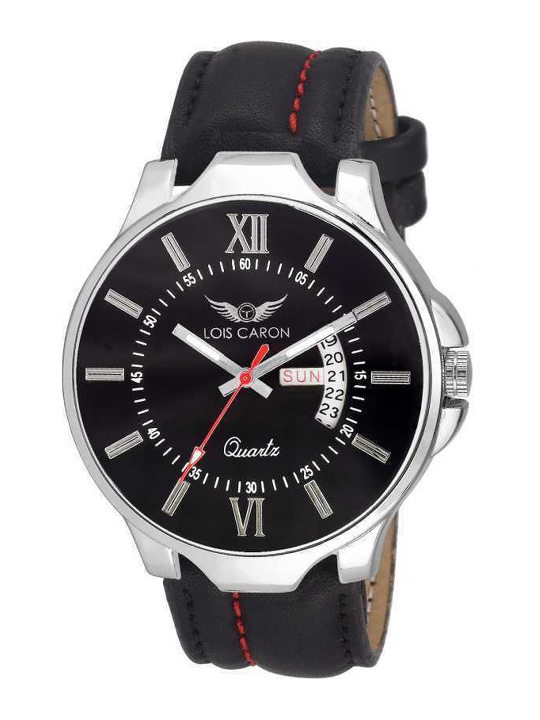 

LOIS CARON Men Black Embellished Dial & Black Analogue Watch MLC-4119