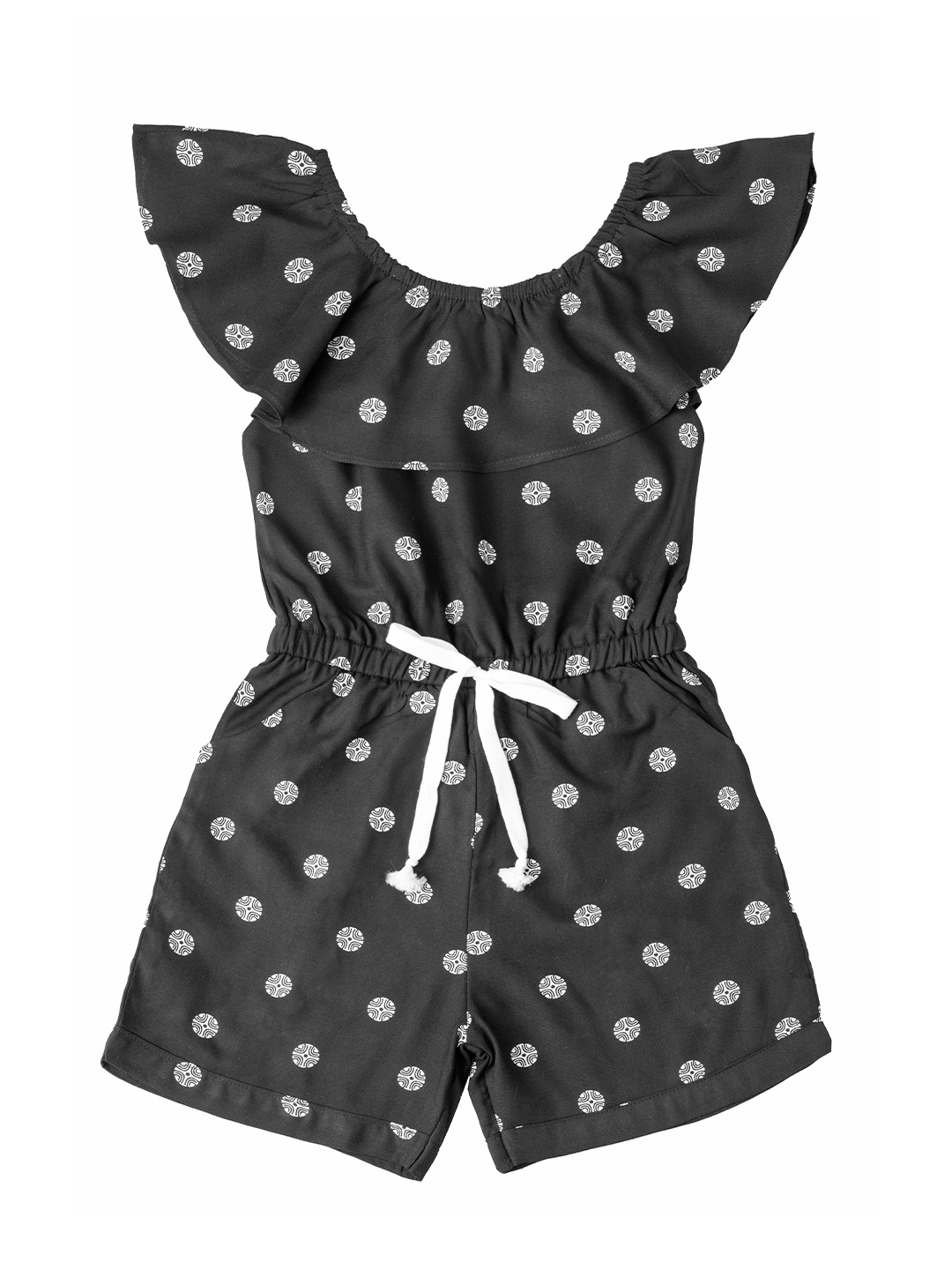 

Hunny Bunny Girls Black & White Printed Cotton Jumpsuit