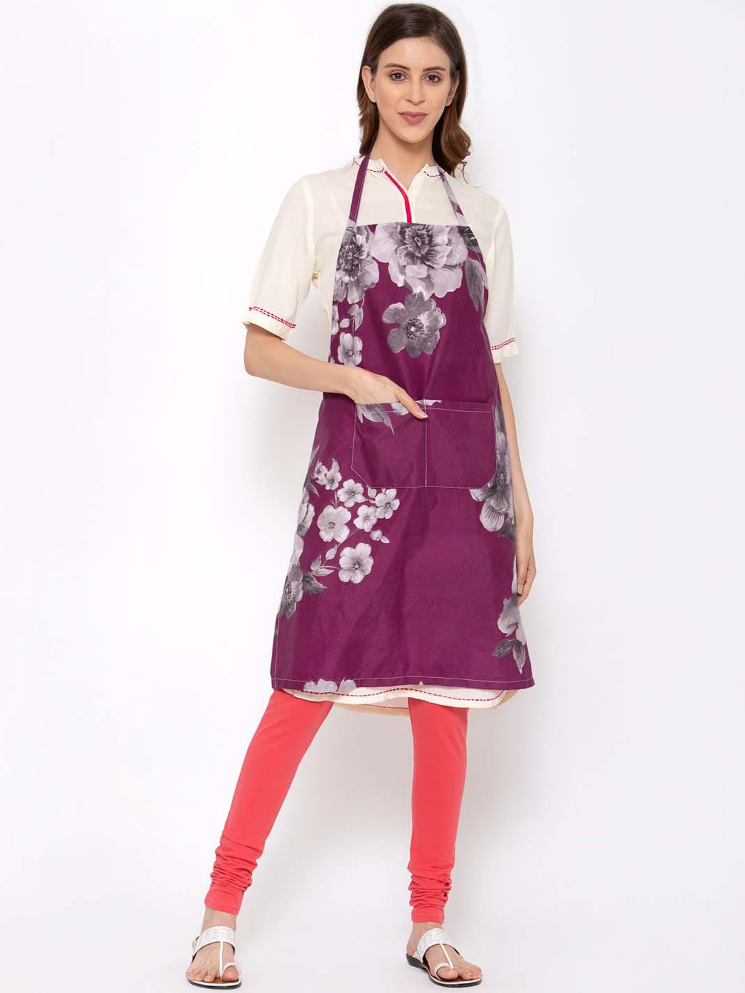 

KLOTTHE Magenta & Grey Printed 210 TC Apron