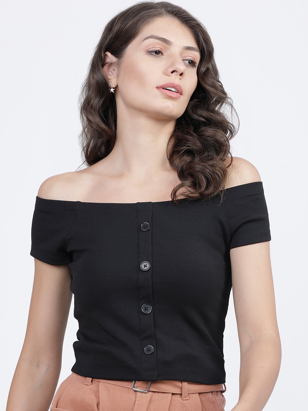 

Tokyo Talkies Black Off-Shoulder Bardot Top