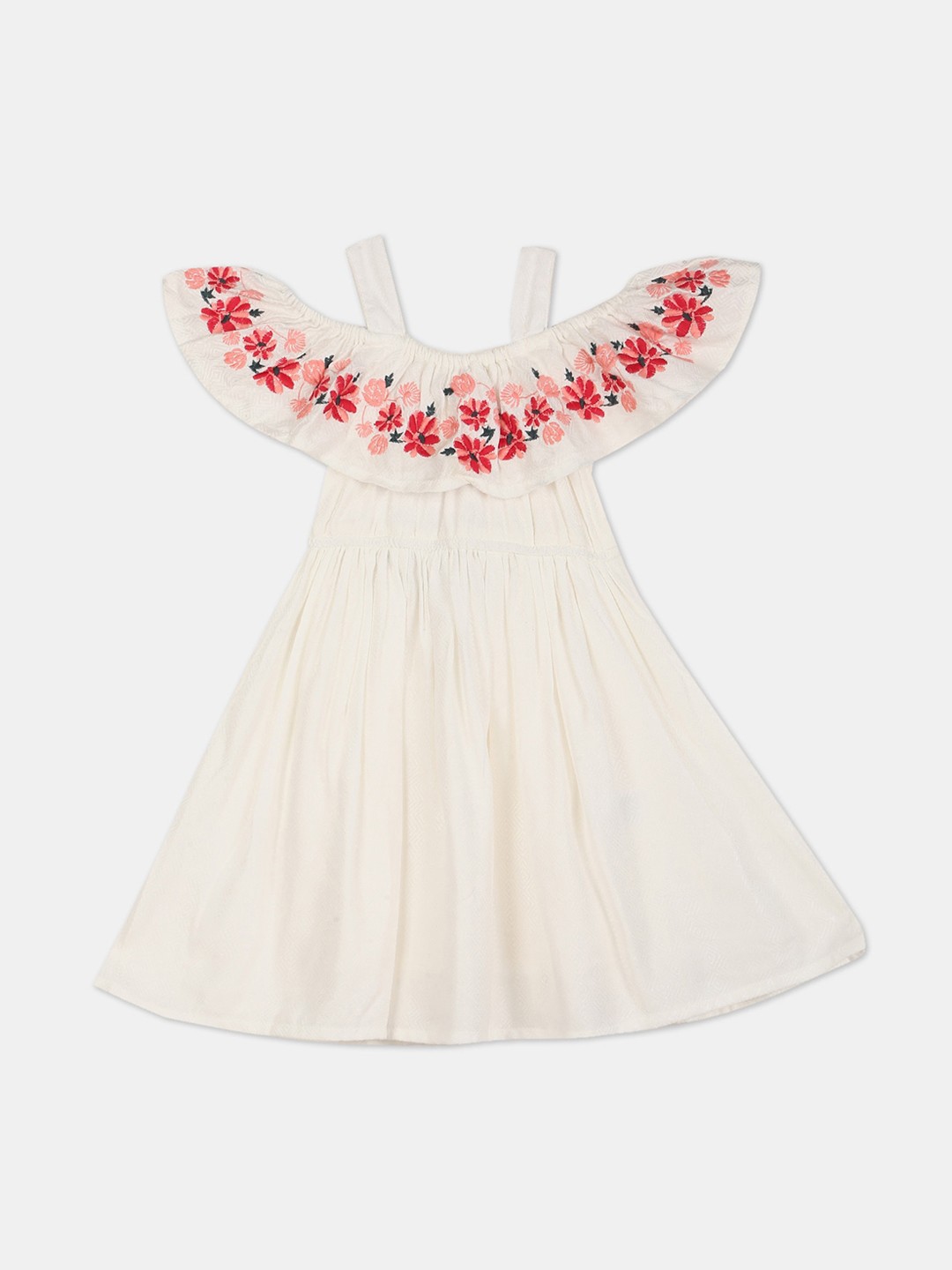 

Cherokee Off White Floral Embroidered Dress