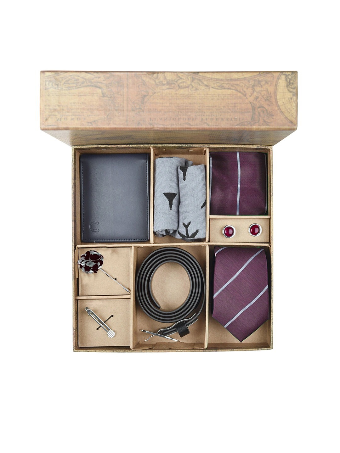 

Blacksmith Men Maroon & Grey Accessory Gift Set