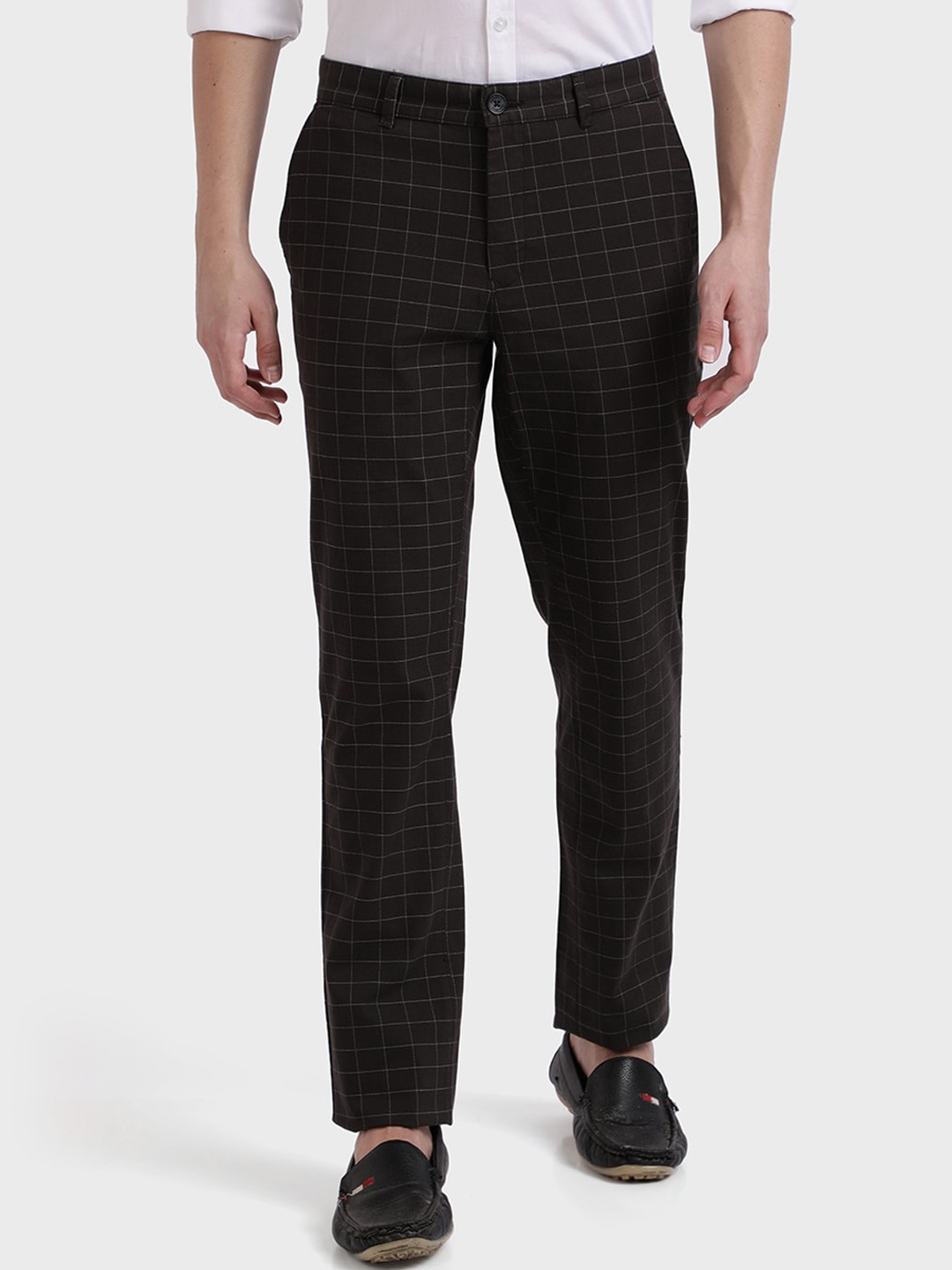 

ColorPlus Men Black Checked Regular Trousers