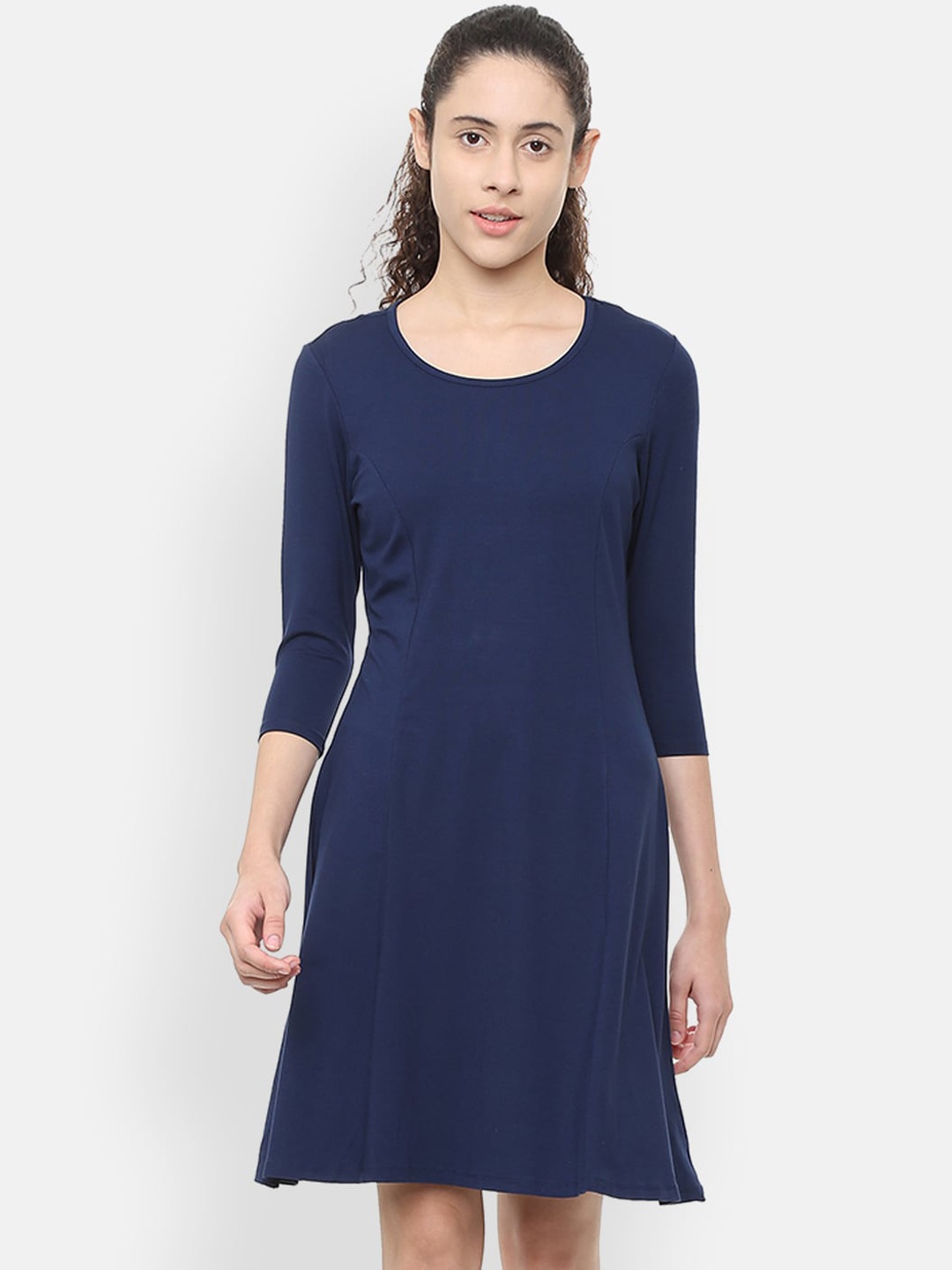 Allen Solly Woman Navy Blue Fit & Flare Dress