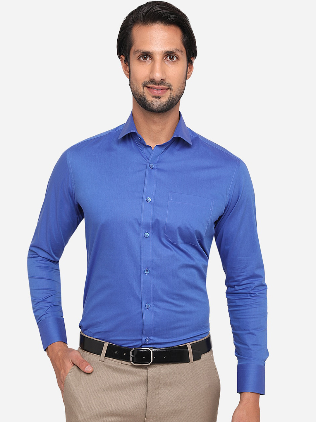 

METAL Men Blue Slim Fit Pure Cotton Casual Shirt