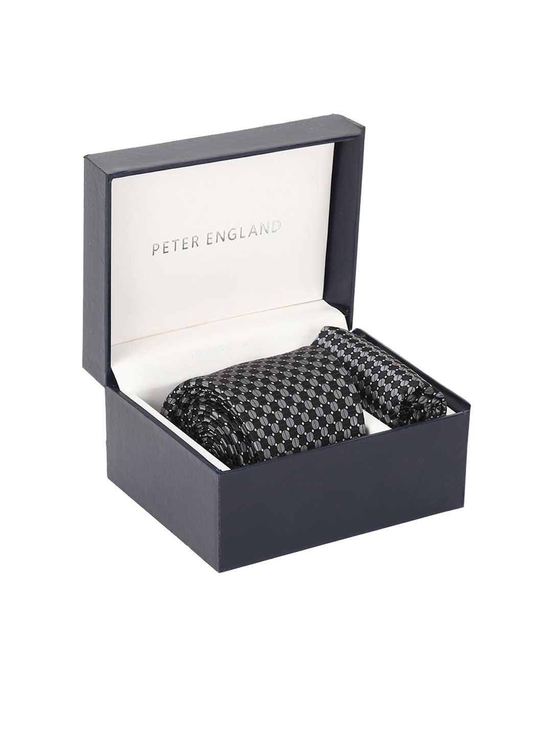 

Peter England Men Grey & Black Woven-Design Accessory Gift Set