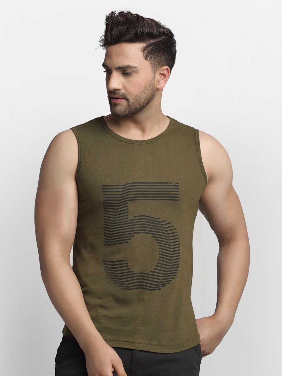 

Rigo Men Green Varsity Printed Slim Fit T-shirt