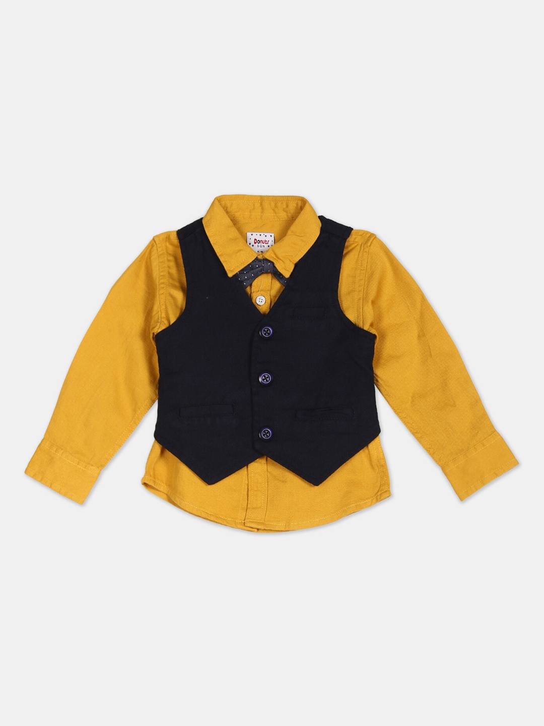 

Donuts Boys Yellow Regular Fit Colourblocked Casual Shirt