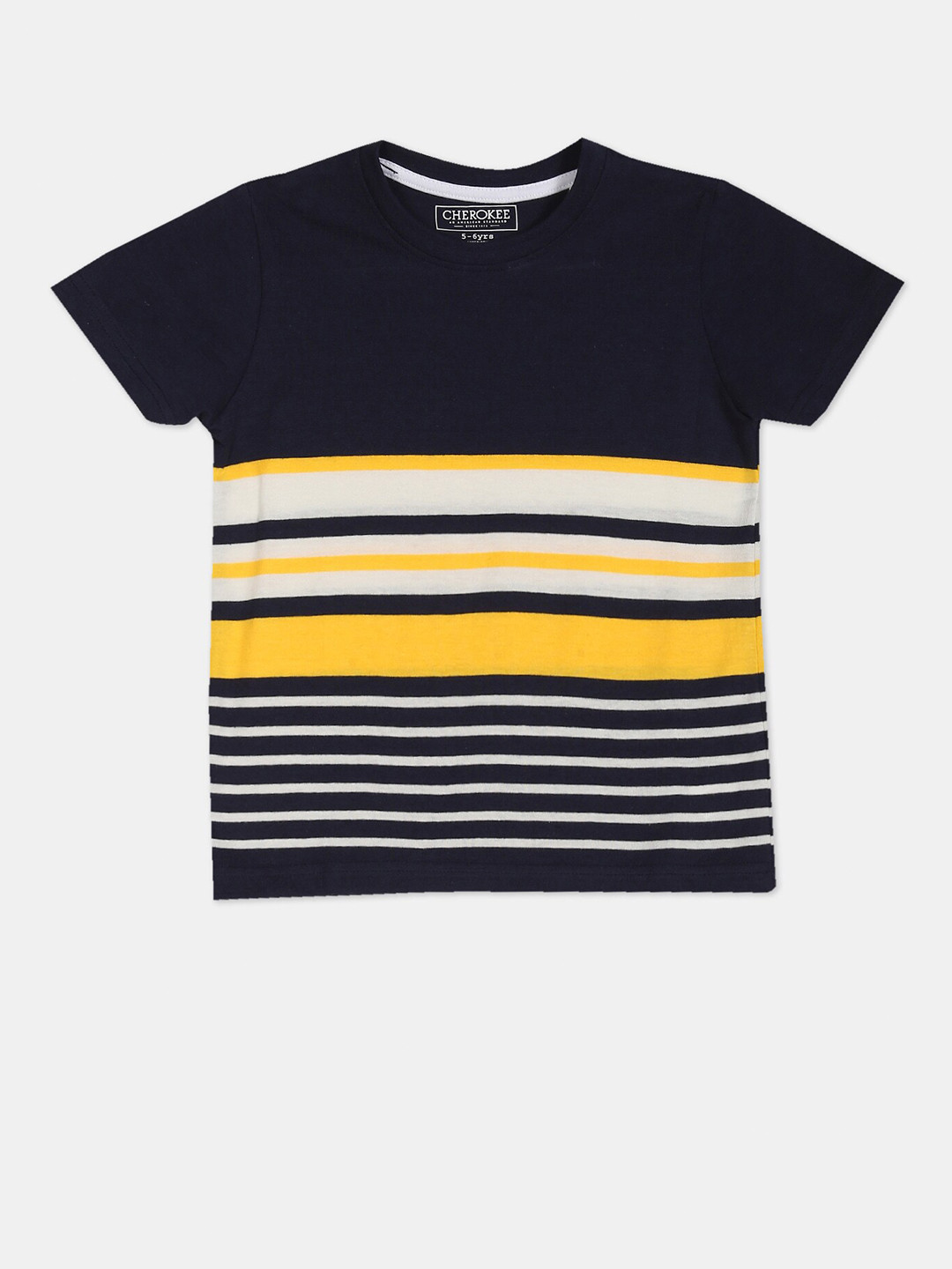 

Cherokee Boys Blue Striped Pure Cotton T-shirt