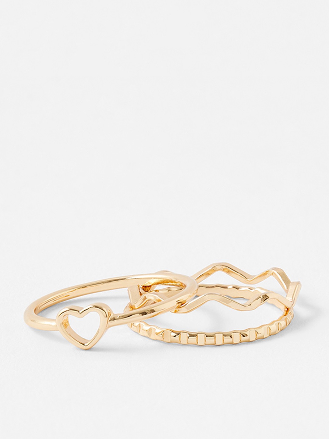 

Accessorize Set Of 3 Gold-Plated Heart Wave Pack Finger Rings