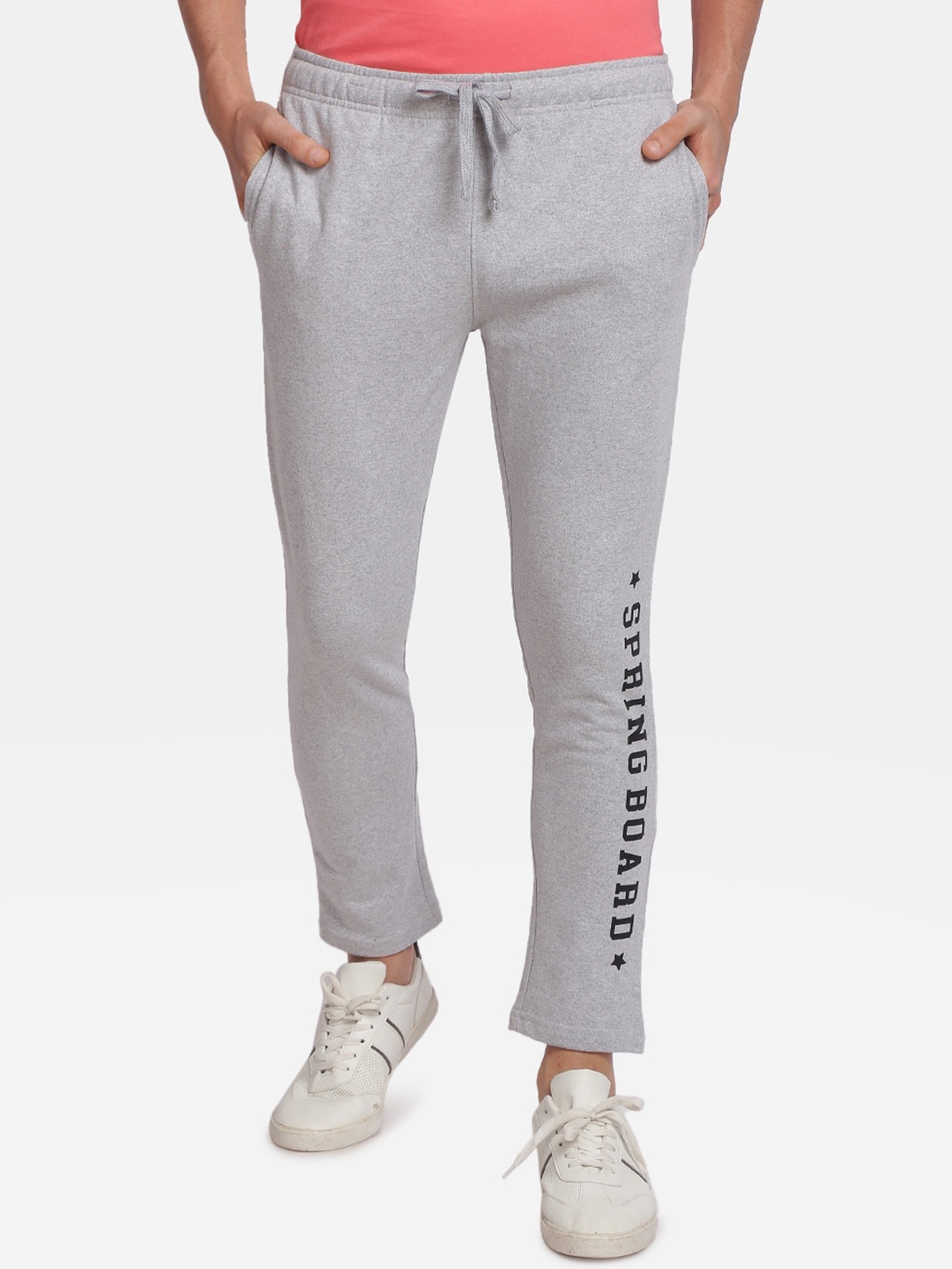 MASH UNLIMITED Men Grey Solid Slim-Fit Track Pants