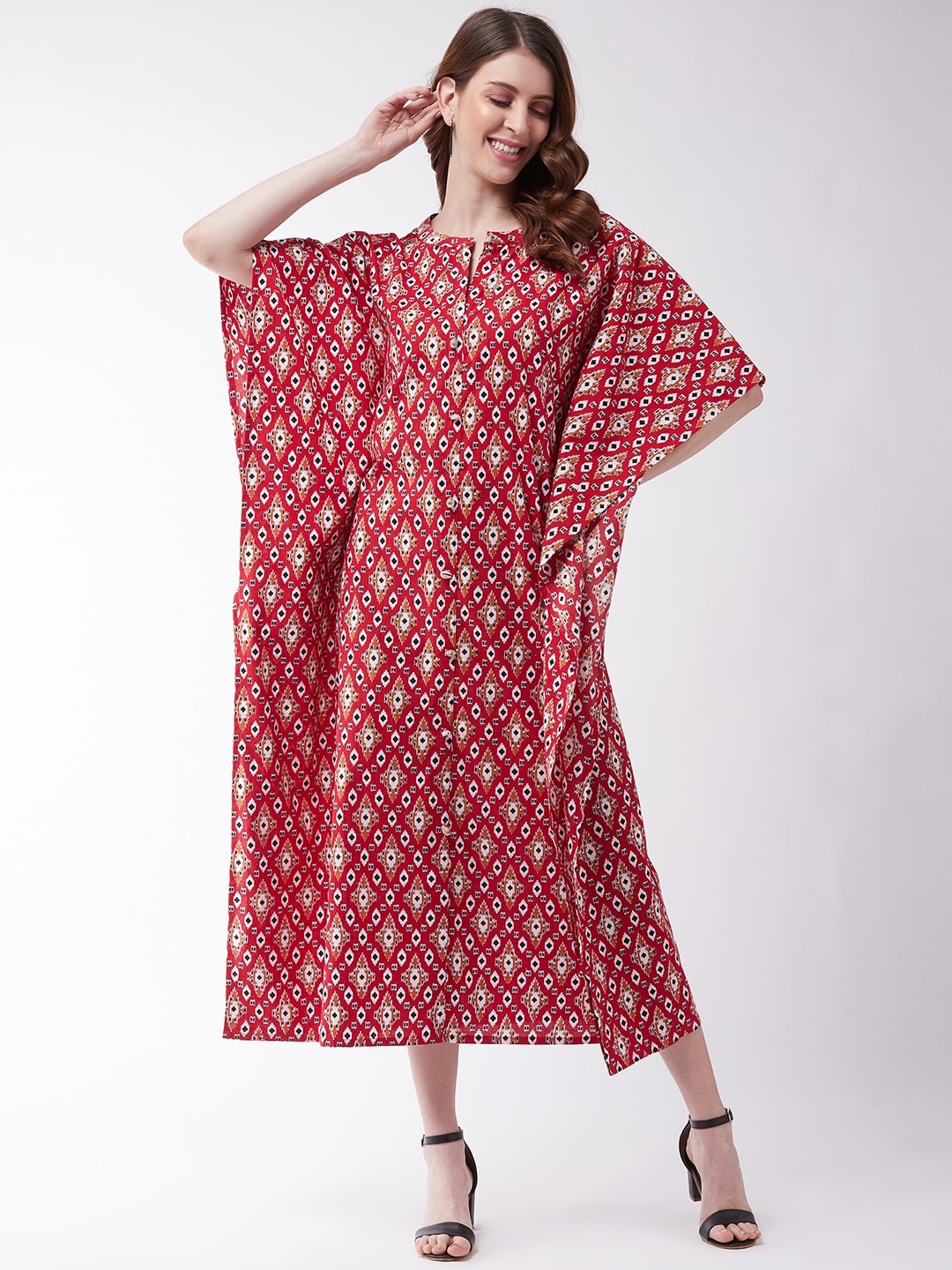 

InWeave Red Kaftan Midi Dress