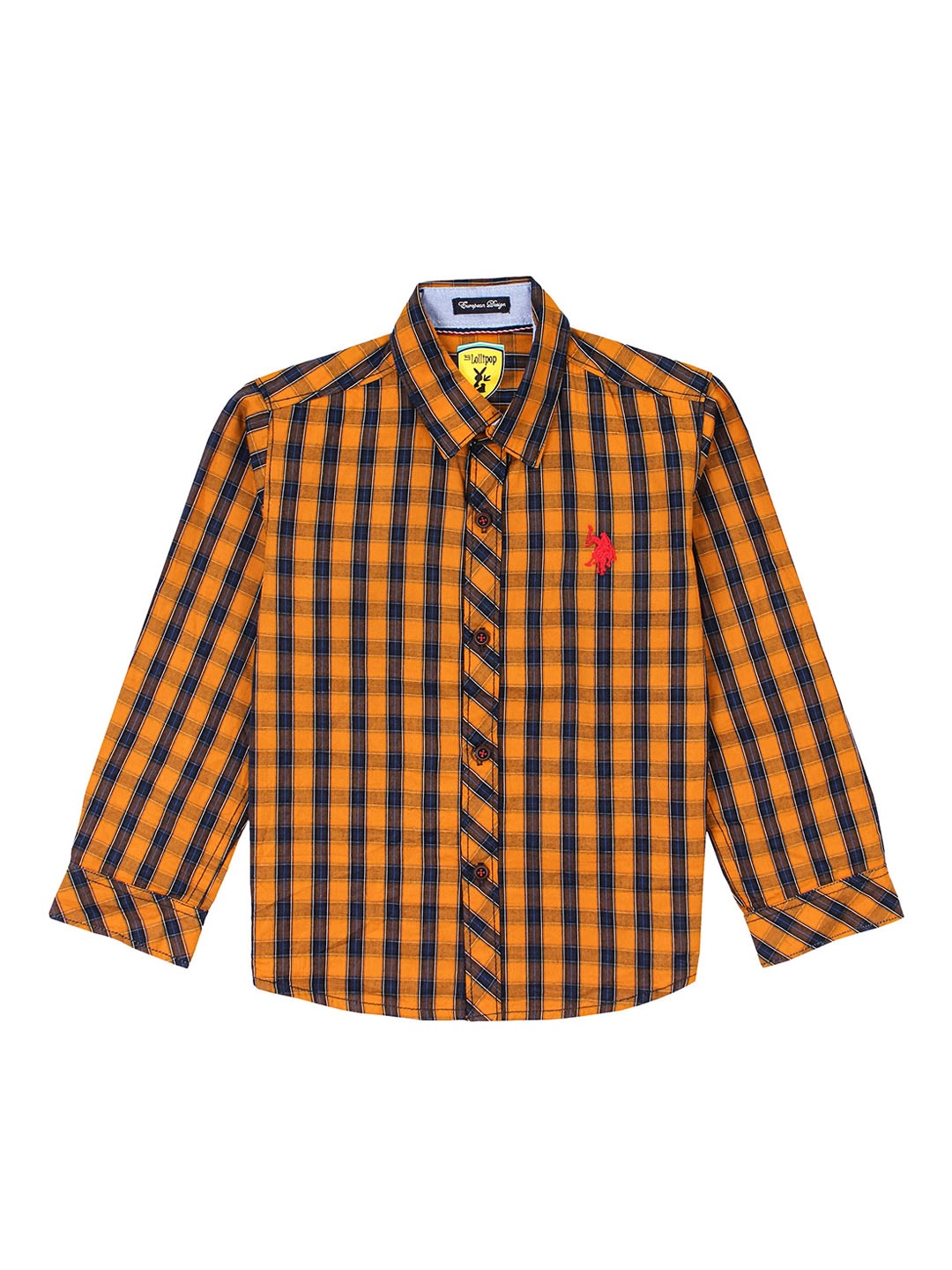 

Lil Lollipop Boys Orange Regular Fit Checked Casual Shirt