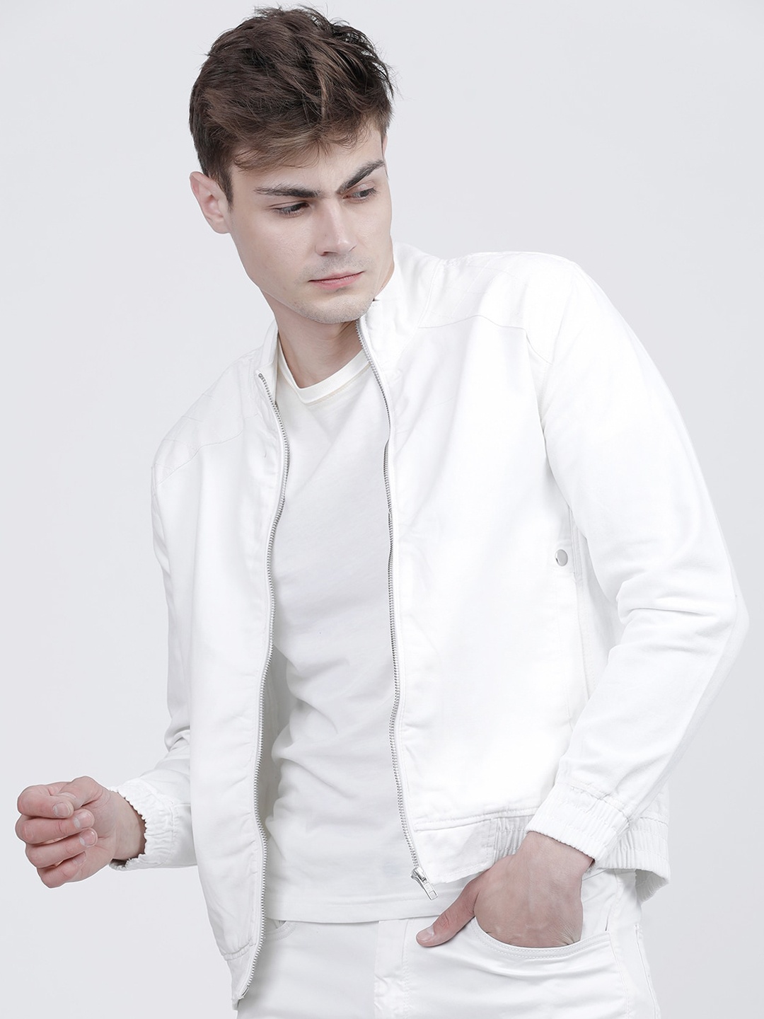 HIGHLANDER Men White Bomber Jacket