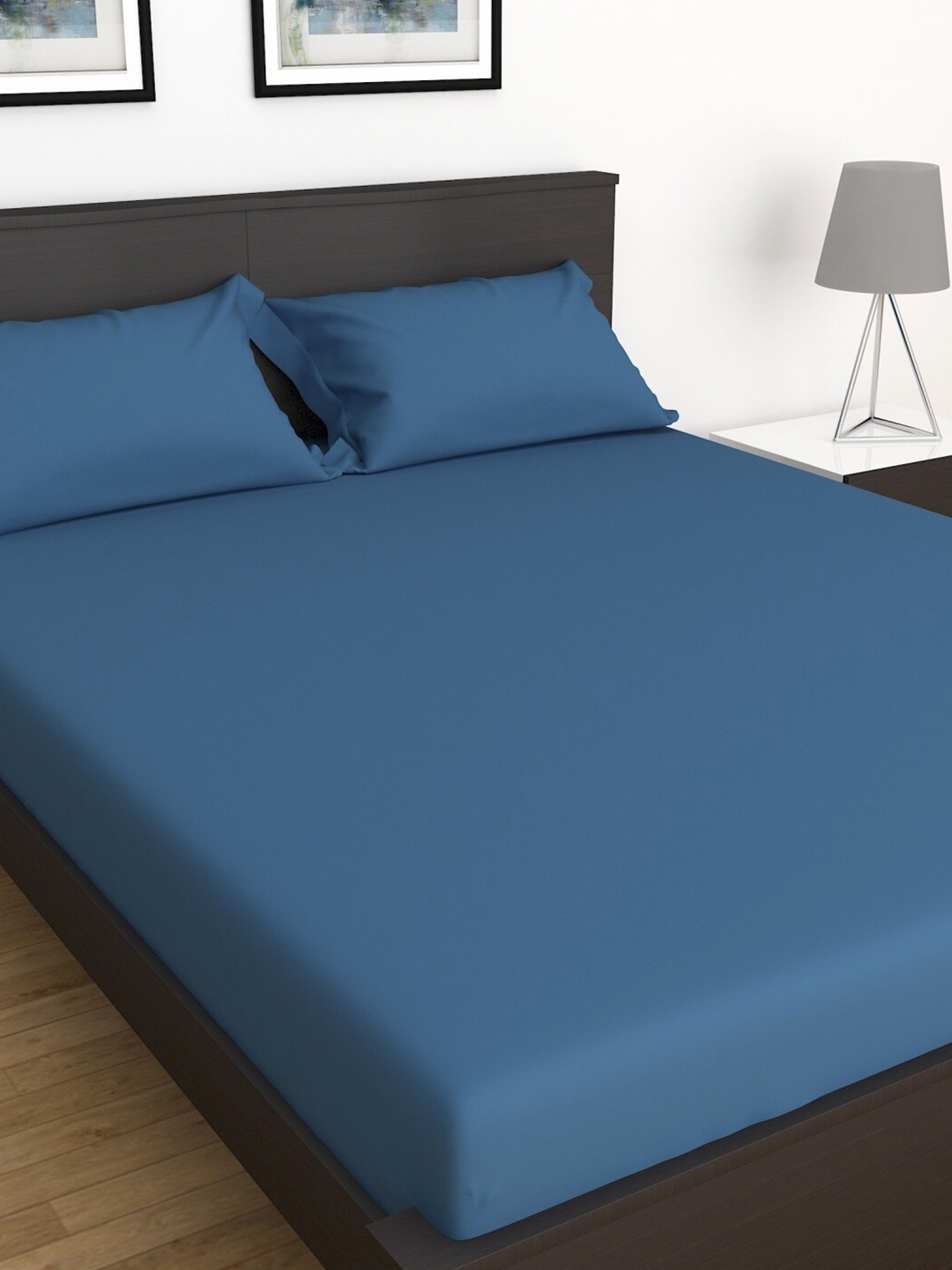 

Home Centre Colour Connect 3-Piece Solid Double Bedsheet Set, Blue