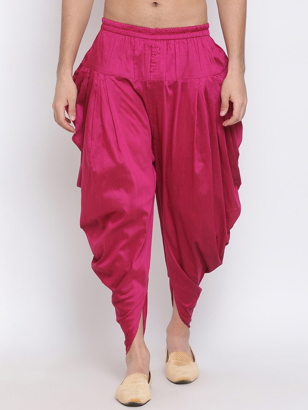 

VASTRAMAY Men Fuchsia Pink Solid Dhoti