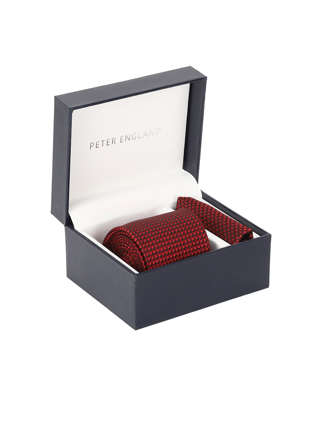 

Peter England Men Maroon & Black Woven-Design Accessory Gift Set