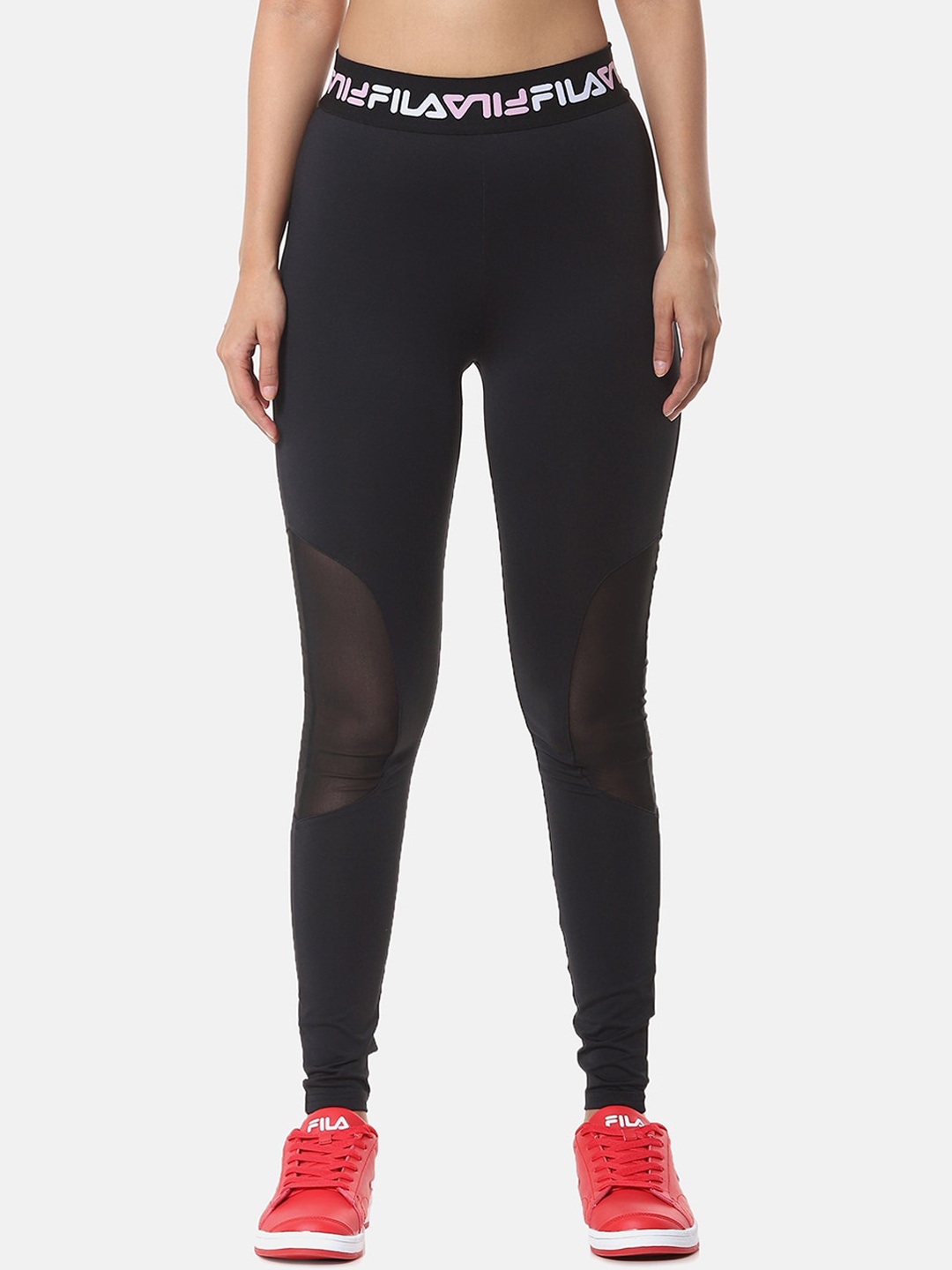 

FILA Women Black Solid Krissy Tights