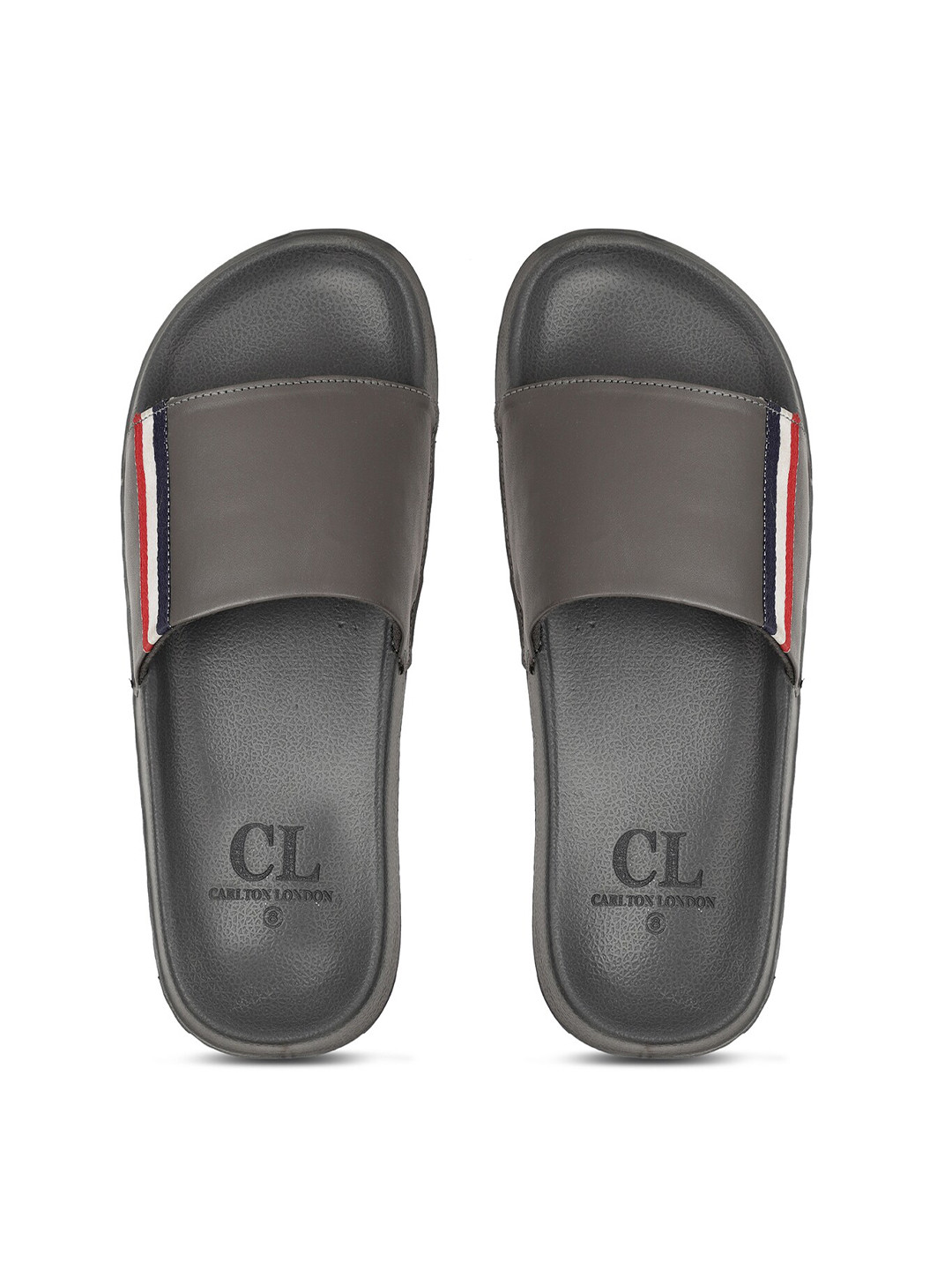 

Carlton London Men Grey & Red Striped Sliders