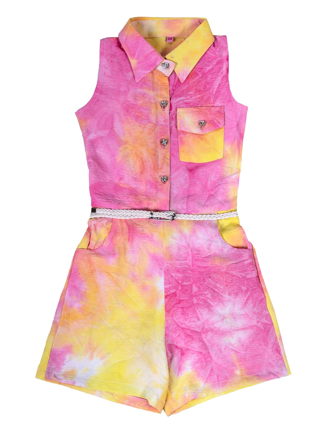 

Hunny Bunny Girls Yellow & Pink Printed Jumpsuit