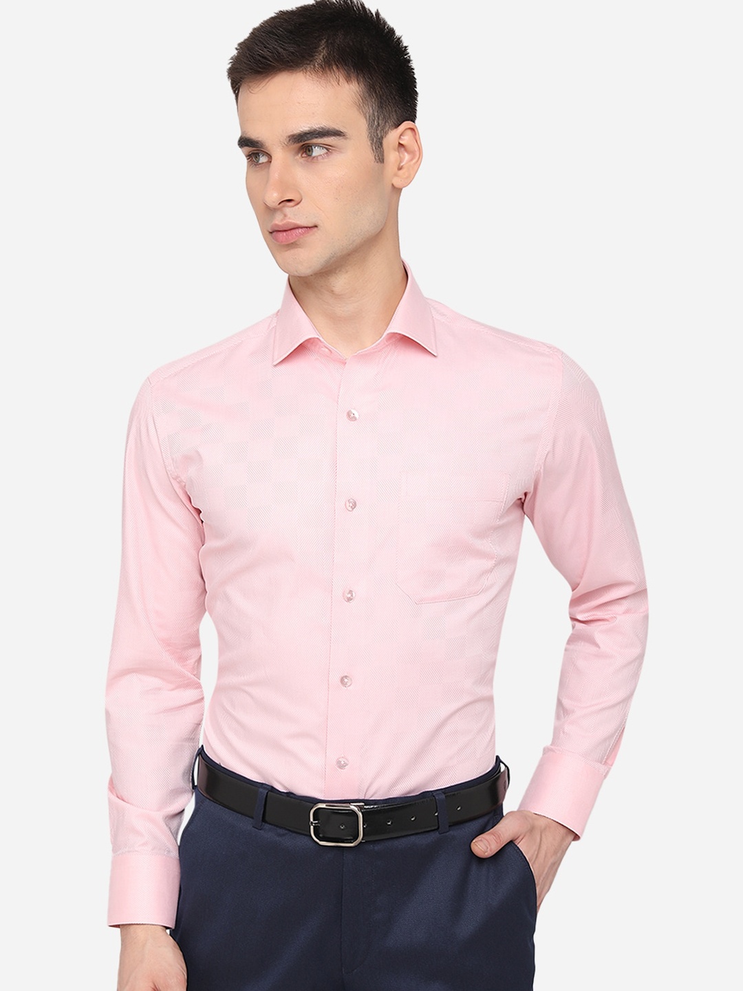 

METAL Men Pink Slim Fit Cotton Formal Shirt