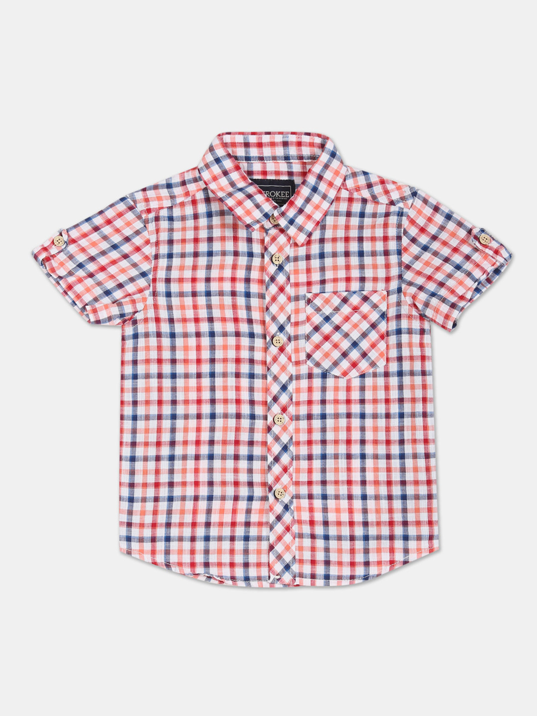 

Cherokee Boys White Gingham Checked Cotton Casual Shirt
