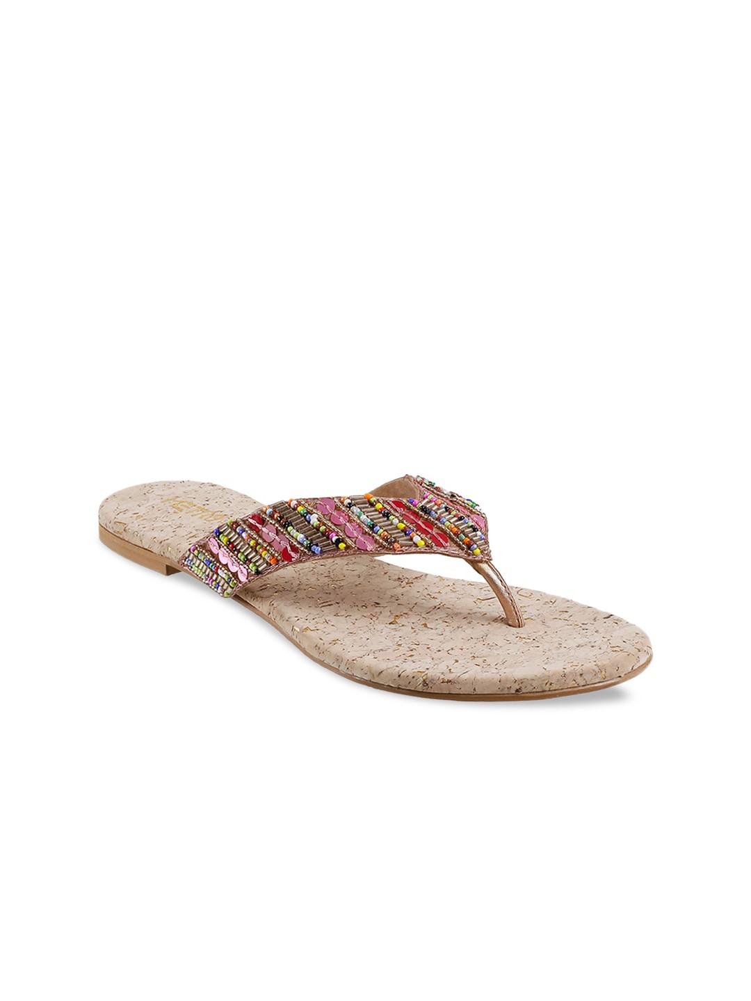 

Metro Women Beige Embellished Open Toe Flats