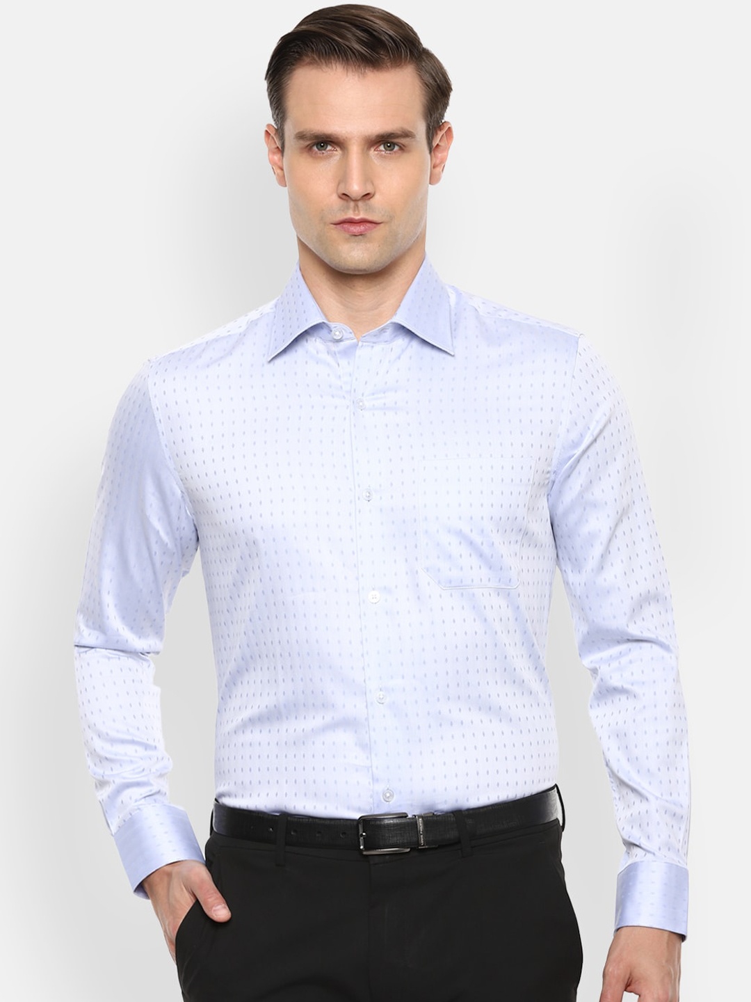 Louis Philippe Men Blue Checked Casual Shirt