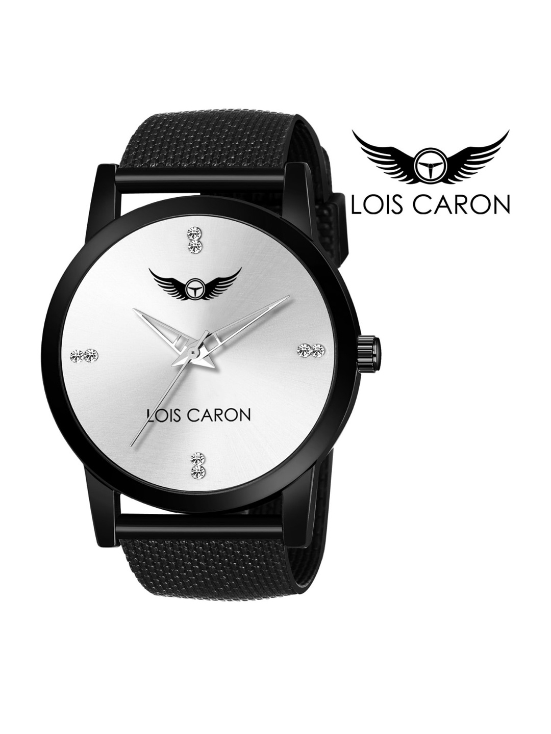 

LOIS CARON Men Silver-Toned Dial & Black Textured Straps Analogue Watch MLC-4213