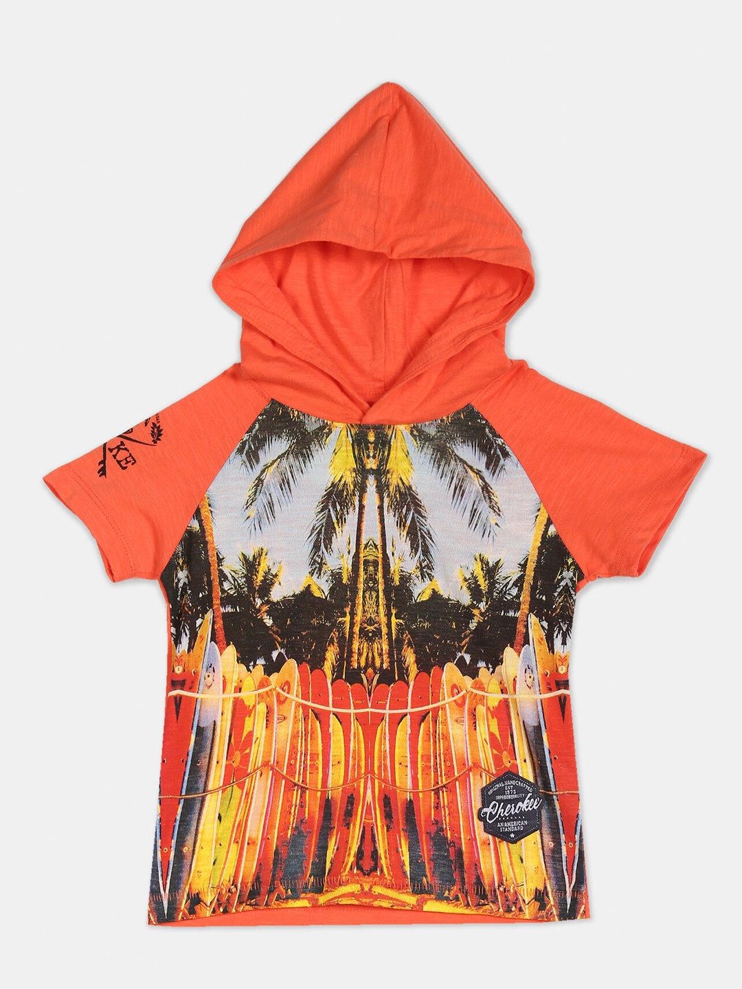 

Cherokee Boys Orange Printed Raw Edge T-shirt
