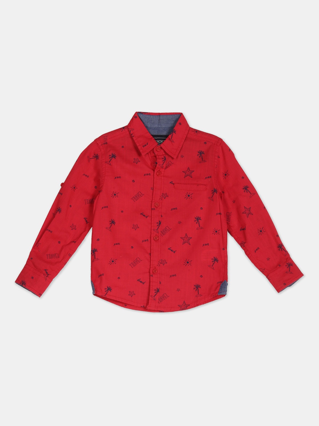 

Cherokee Boys Red Printed Cotton Casual Shirt